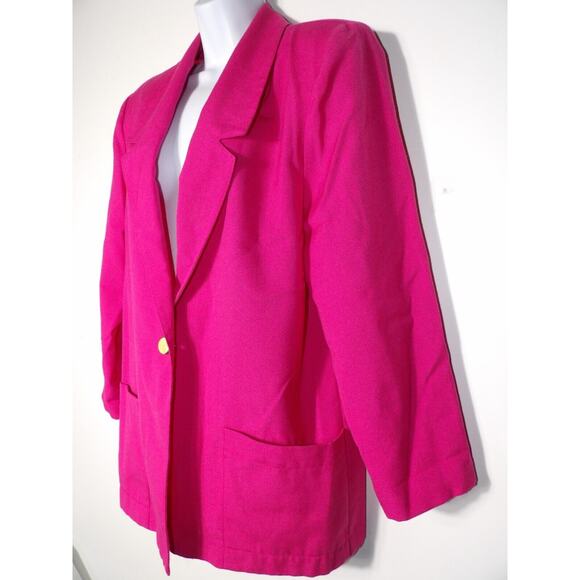 Sag Harbor Sz 14 Pink Blazer Lightweight Vintage Bright Barbie Core 90s - Picture 10 of 12